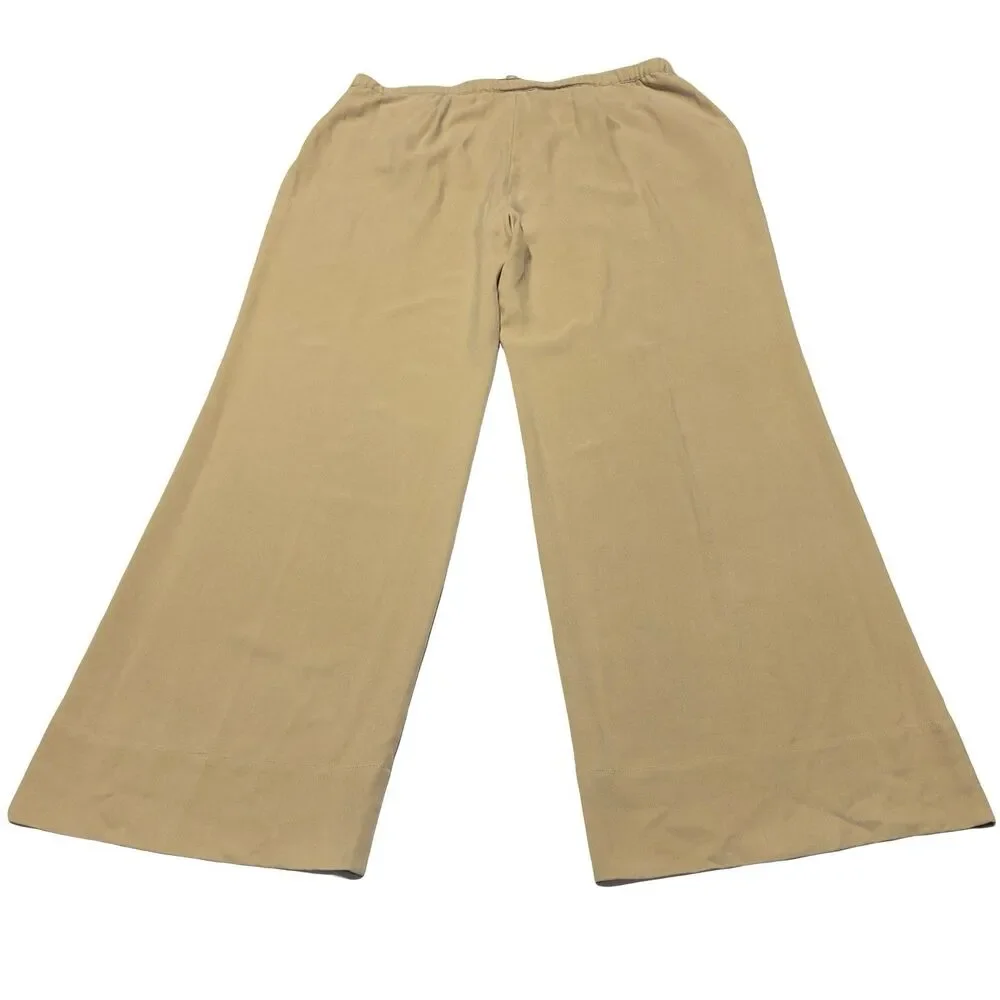J. Jill Wide Leg 100% Silk Pants Size L Large Tan Khaki NWT - Picture 6 of 11